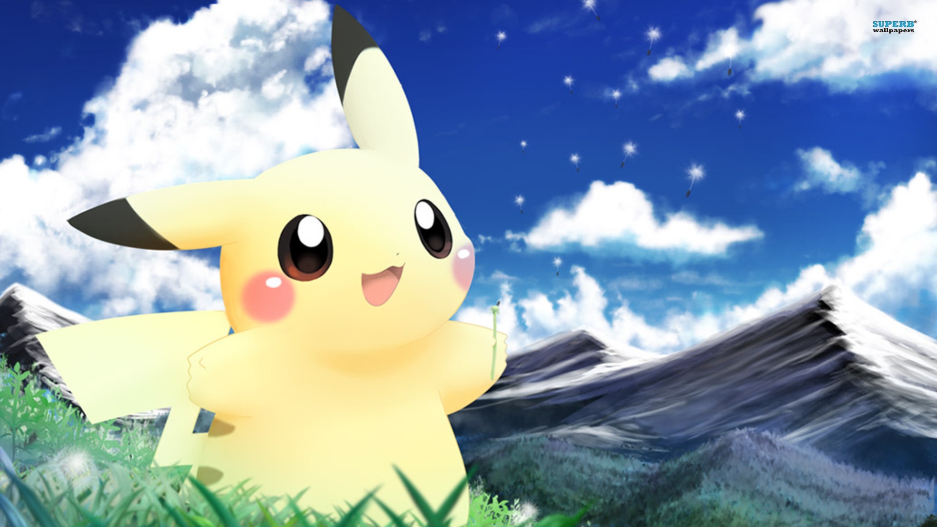 Pikachu With Mountain, Pikachu Mountain Background - Cute Anime Wallpaper Pikachu , HD Wallpaper & Backgrounds