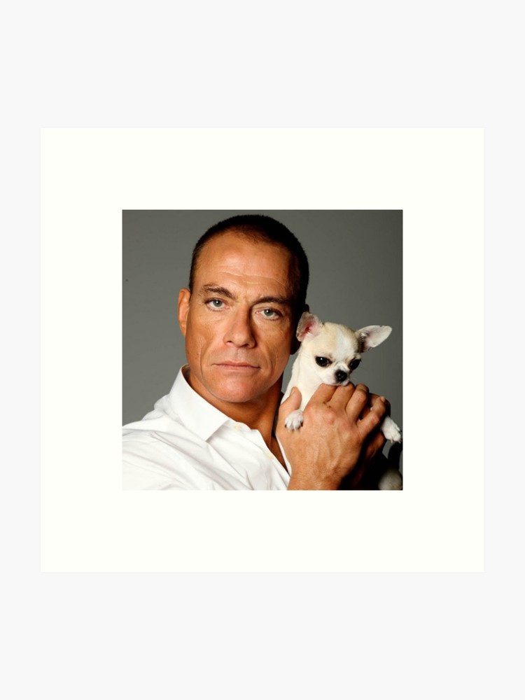 Jean-claude Van Damme Holding A Dog Art Print - Jean Claude Van Damme Hot Porn , HD Wallpaper & Backgrounds