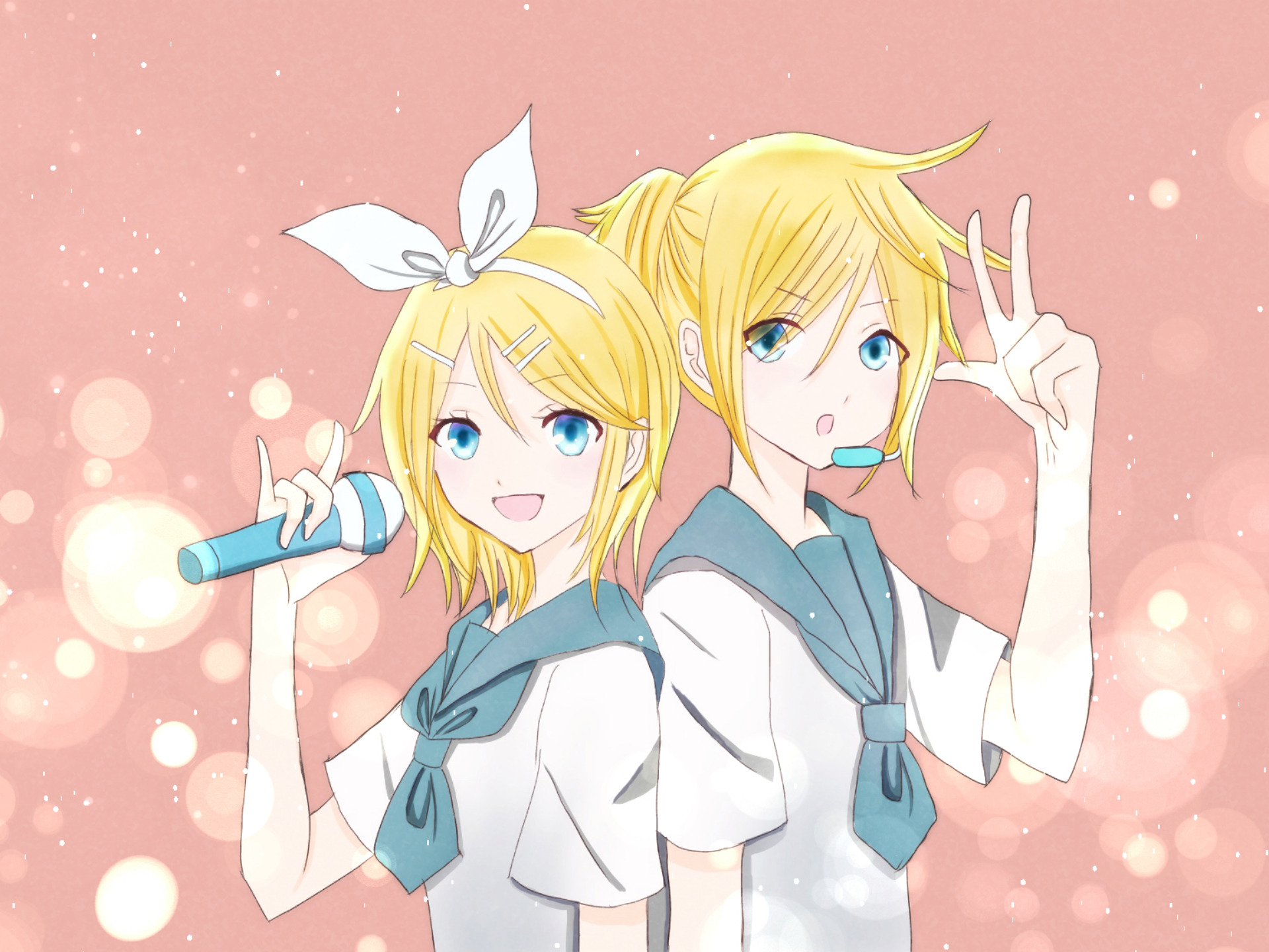 Rin Kagamine, Len Kagamine Wallpaper And Background - Anime , HD Wallpaper & Backgrounds