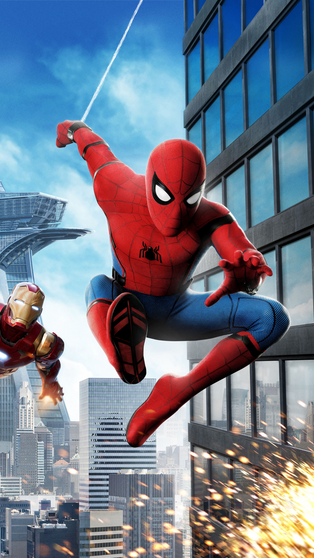 Iron Man, City, Spider-man Homecoming, Metropolis, - Ironman And Spiderman Phone , HD Wallpaper & Backgrounds