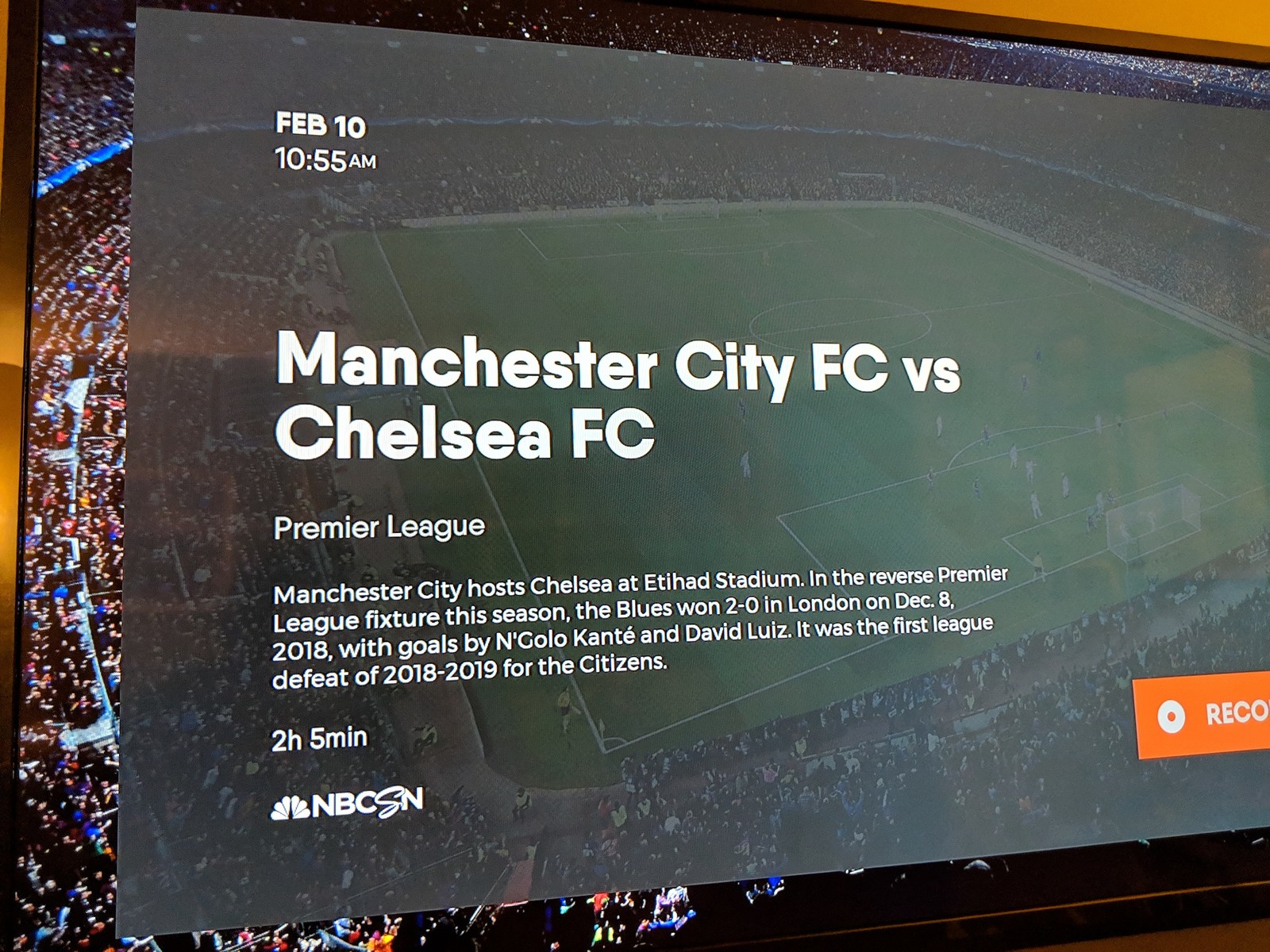 Fubo Tv Manchester City Chelsea Nbcsn Game Page - Display Device , HD Wallpaper & Backgrounds