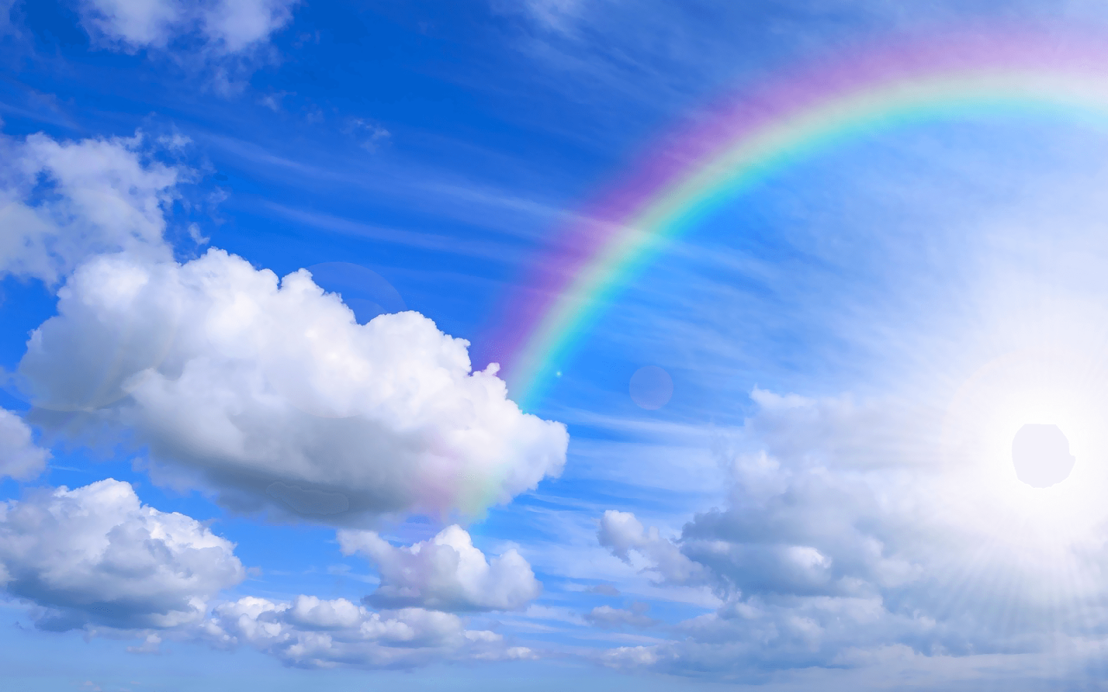 Wallpaper Mit Regenbogen, Sonne Und Wolken - Blauer Himmel Mit Sonne , HD Wallpaper & Backgrounds