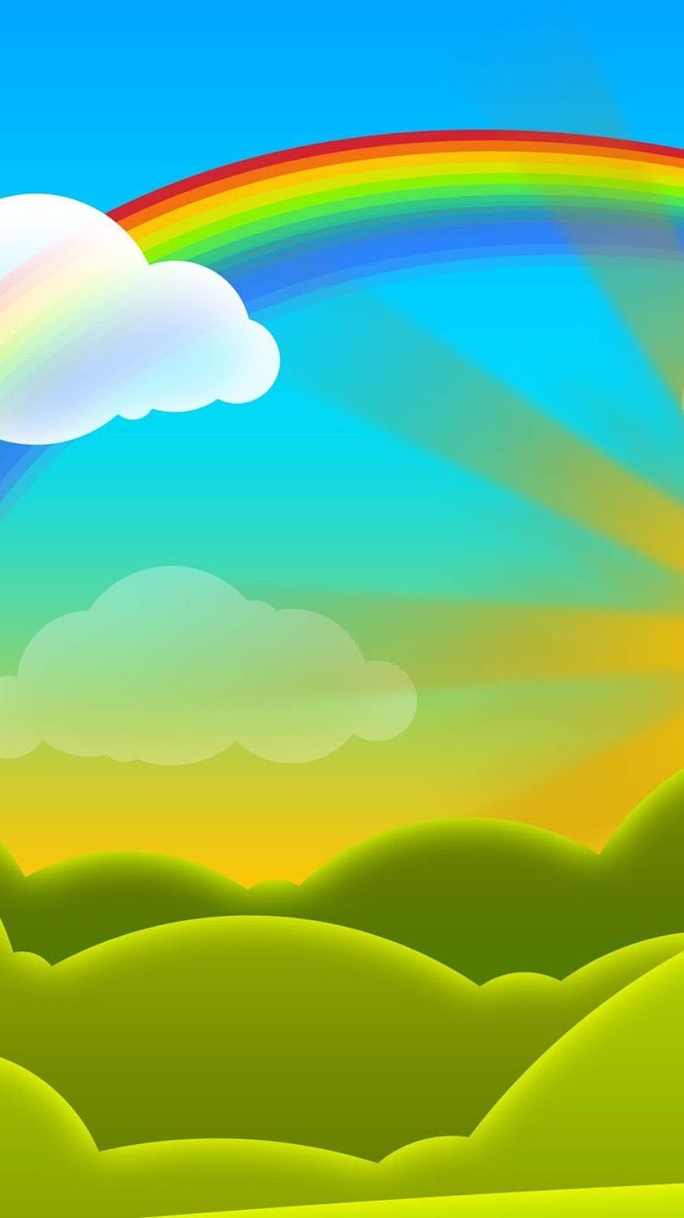 Hd Iphone Wallpaper 🌈☁ 💚🌈☁ 💚 Regenbogen, Eingerahmte - Full Hd Cartoon Wallpapers Download , HD Wallpaper & Backgrounds