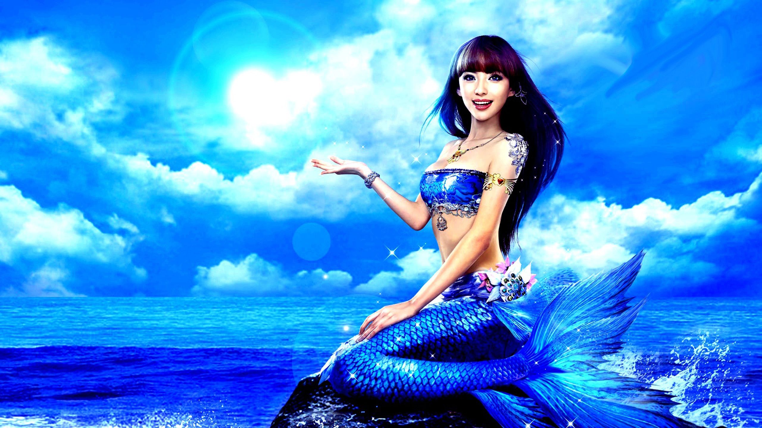 Asian Girl Mermaid Tail Blue Sea Ocean Wallpapers Hd - Legend Of The Blue Sea Mermaid , HD Wallpaper & Backgrounds