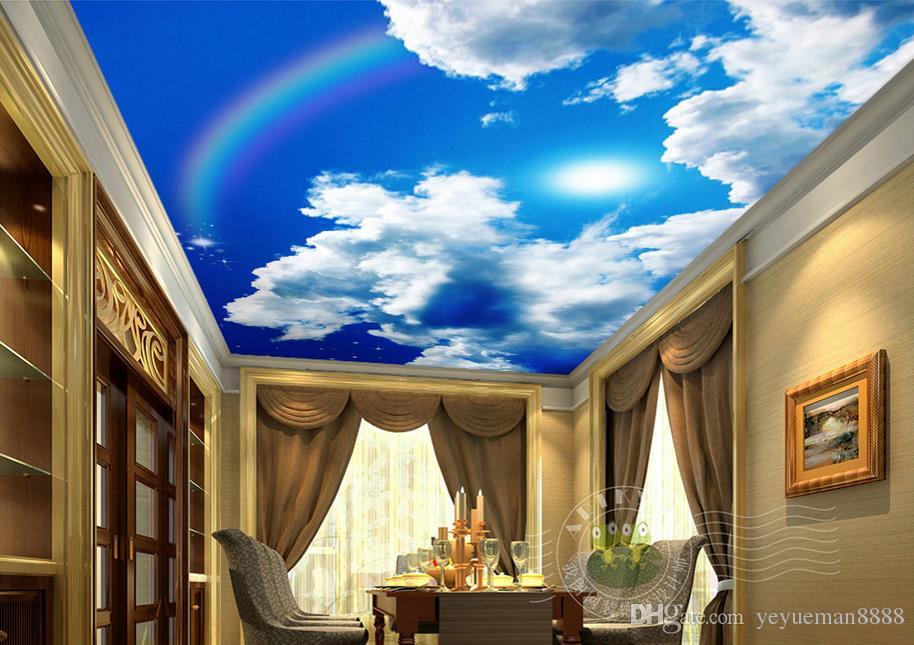 3d Decke Benutzerdefinierte 3d Blauer Himmel Weiss Wolken