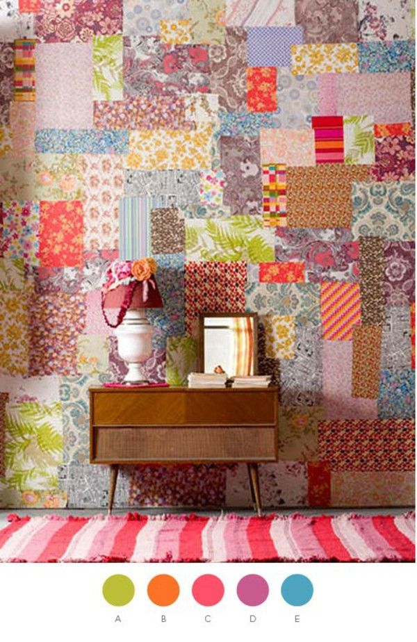 Warna Warni Wallpaper Bergaya Kain Perca - Decoration Patchwork , HD Wallpaper & Backgrounds