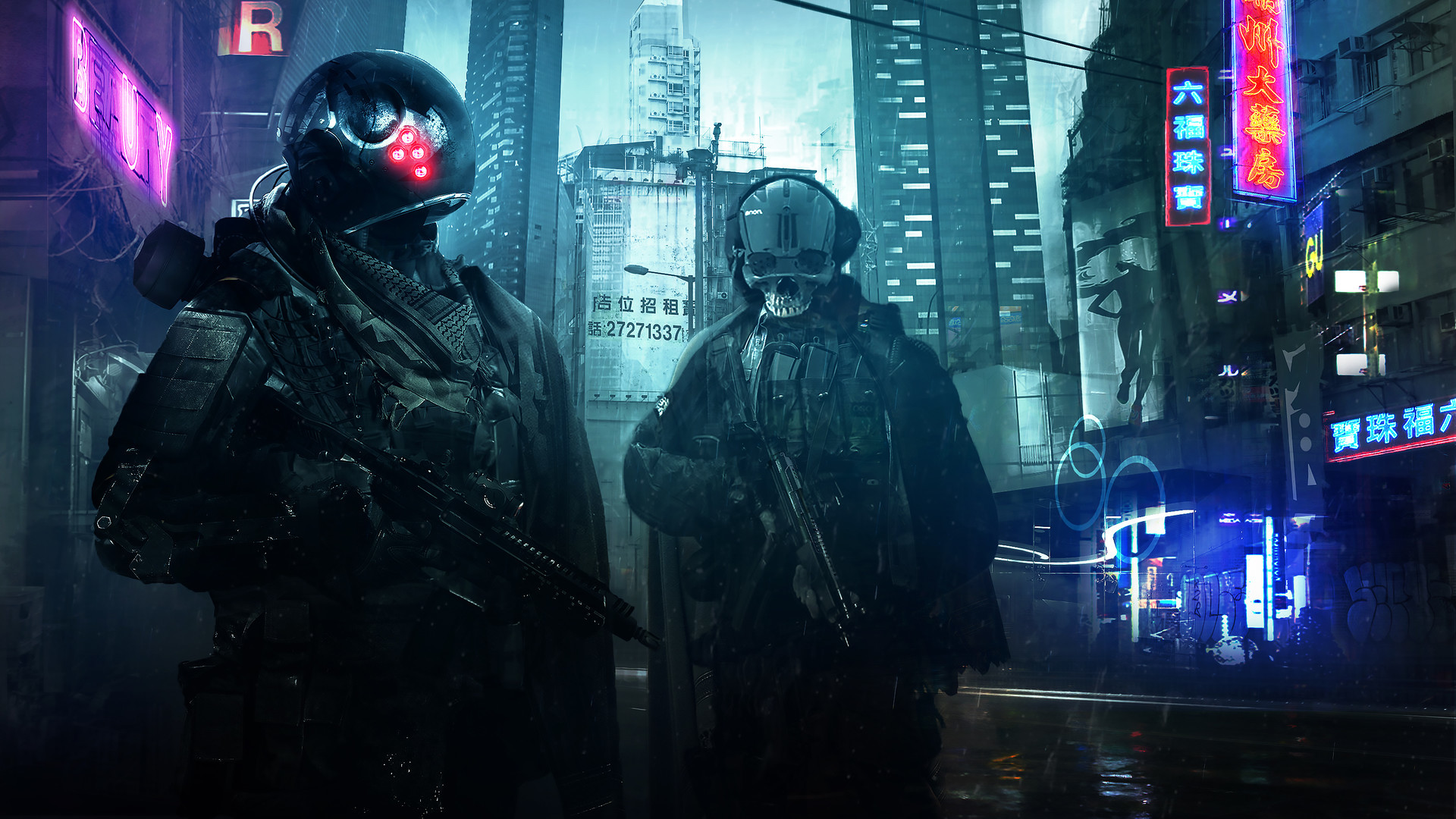 Cyberpunk Hd Wallpaper - Cyberpunk Soldiers Sci Fi , HD Wallpaper & Backgrounds
