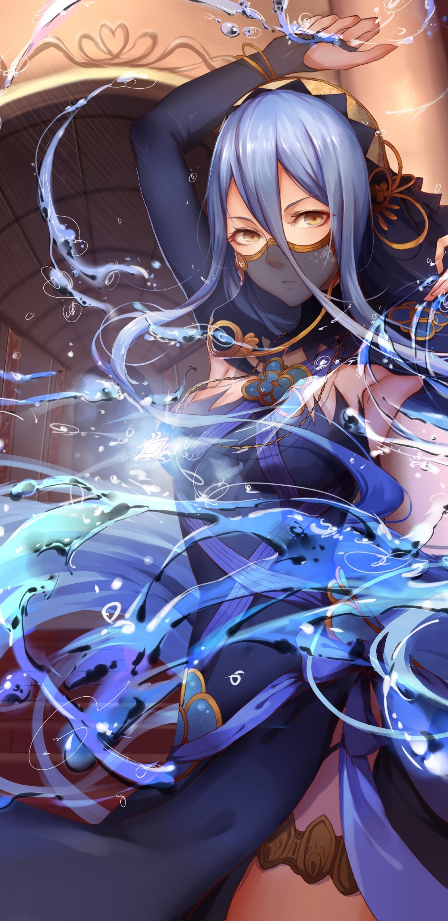Fire Emblem Fates, Azura, Aqua, Water, Dress, Mask - Azura Fire Emblem Dark , HD Wallpaper & Backgrounds