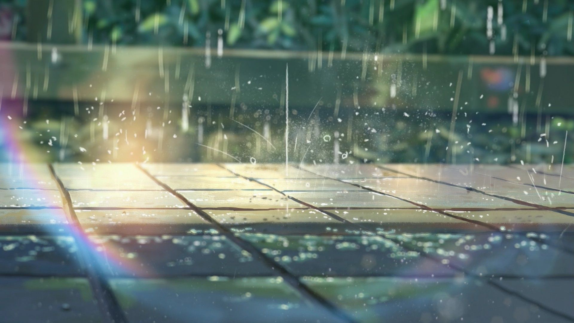 Sunlight, Window, Water, Reflection, Rain, Green, Glass - Hd Wallpapers Makoto Shinkai , HD Wallpaper & Backgrounds