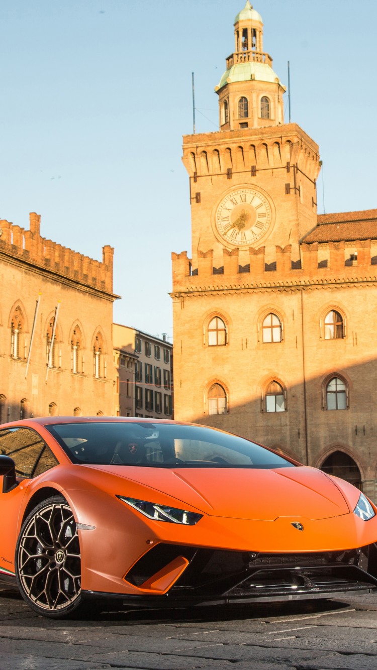 Download Lamborghini, Castle Wallpaper - Lamborghini Huracan 2019 Orange , HD Wallpaper & Backgrounds