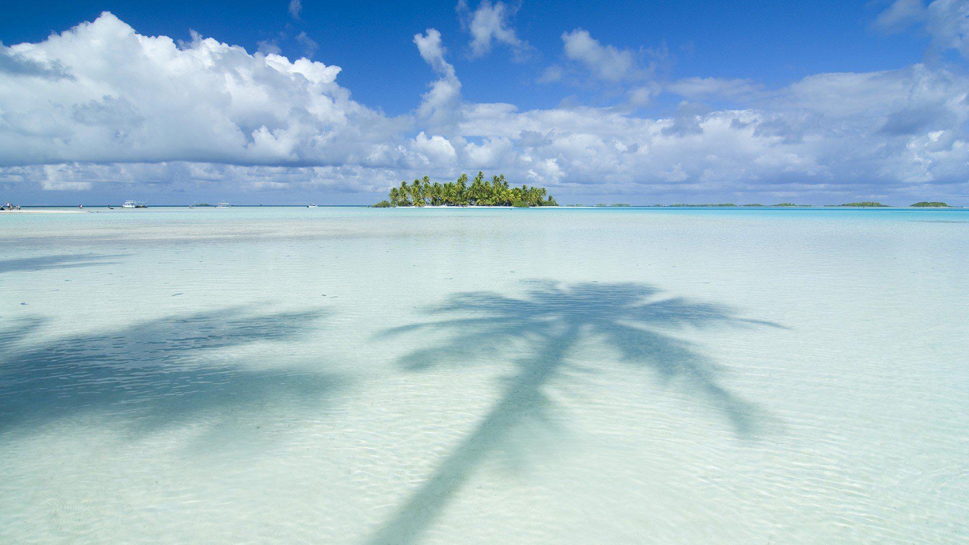 Ocean Clouds Nature Islands Palm Trees Tahiti Skyscapes - Imagini Cu Vara , HD Wallpaper & Backgrounds