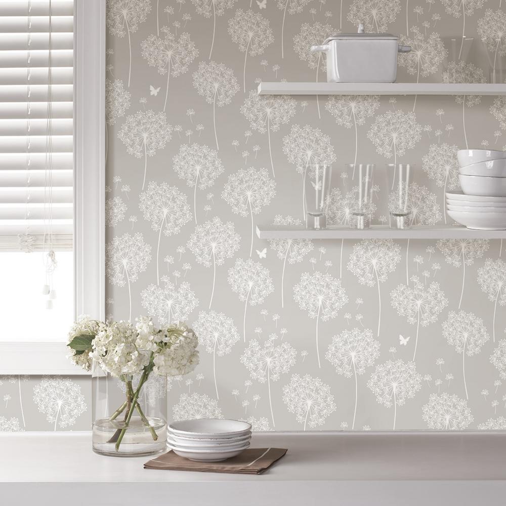 Nuwallpaper Grey Dandelion Peel And Stick Wallpaper - Nathan Dandelion , HD Wallpaper & Backgrounds