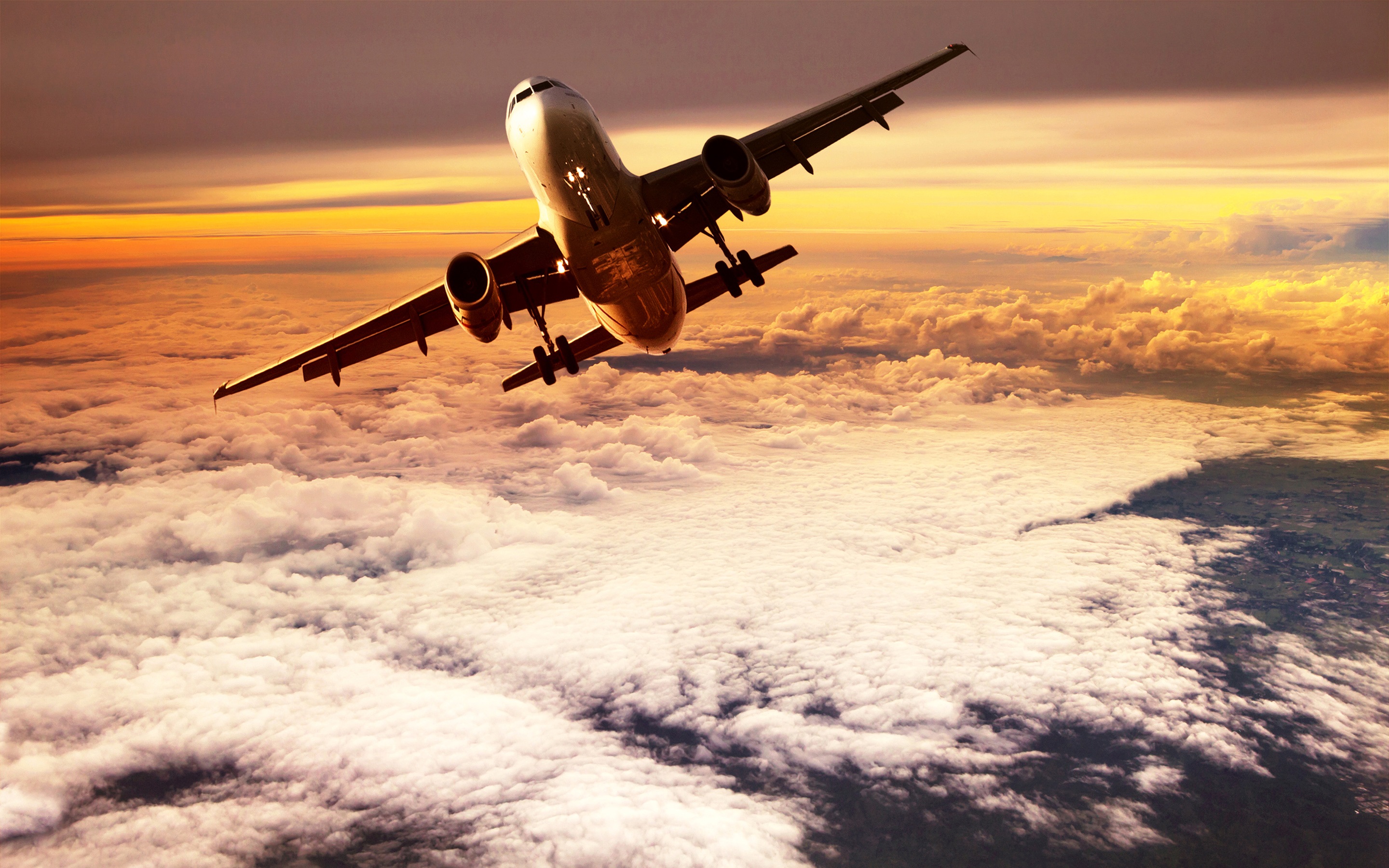 Wallpaper Below Is Passenger Plane Flying On Clouds - Airplane Flying In Clouds , HD Wallpaper & Backgrounds