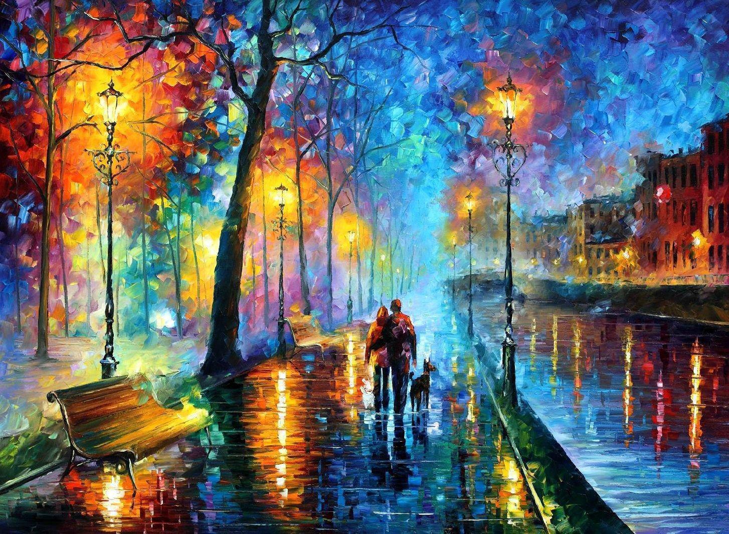 Leonid Afremov Wallpapers - Leonid Afremov Melody Of The Night , HD Wallpaper & Backgrounds