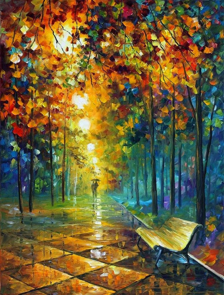 Autumn Fall Painting Wallpaper Leonid Afremov Misty - Leonid Afremov Wallpaper Phone , HD Wallpaper & Backgrounds