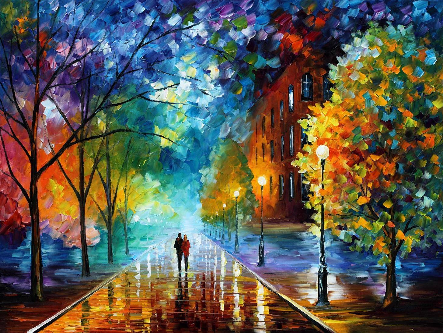 Wallpaper Paintings - Freshness Of Cold - Palette Knife Landscape Oil Painting , HD Wallpaper & Backgrounds