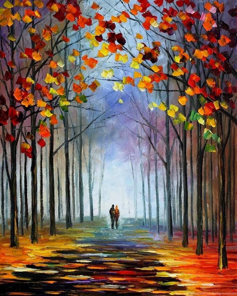 Painting] Autumn Paintings By Leonid Afremov Art For - Fall Painting , HD Wallpaper & Backgrounds