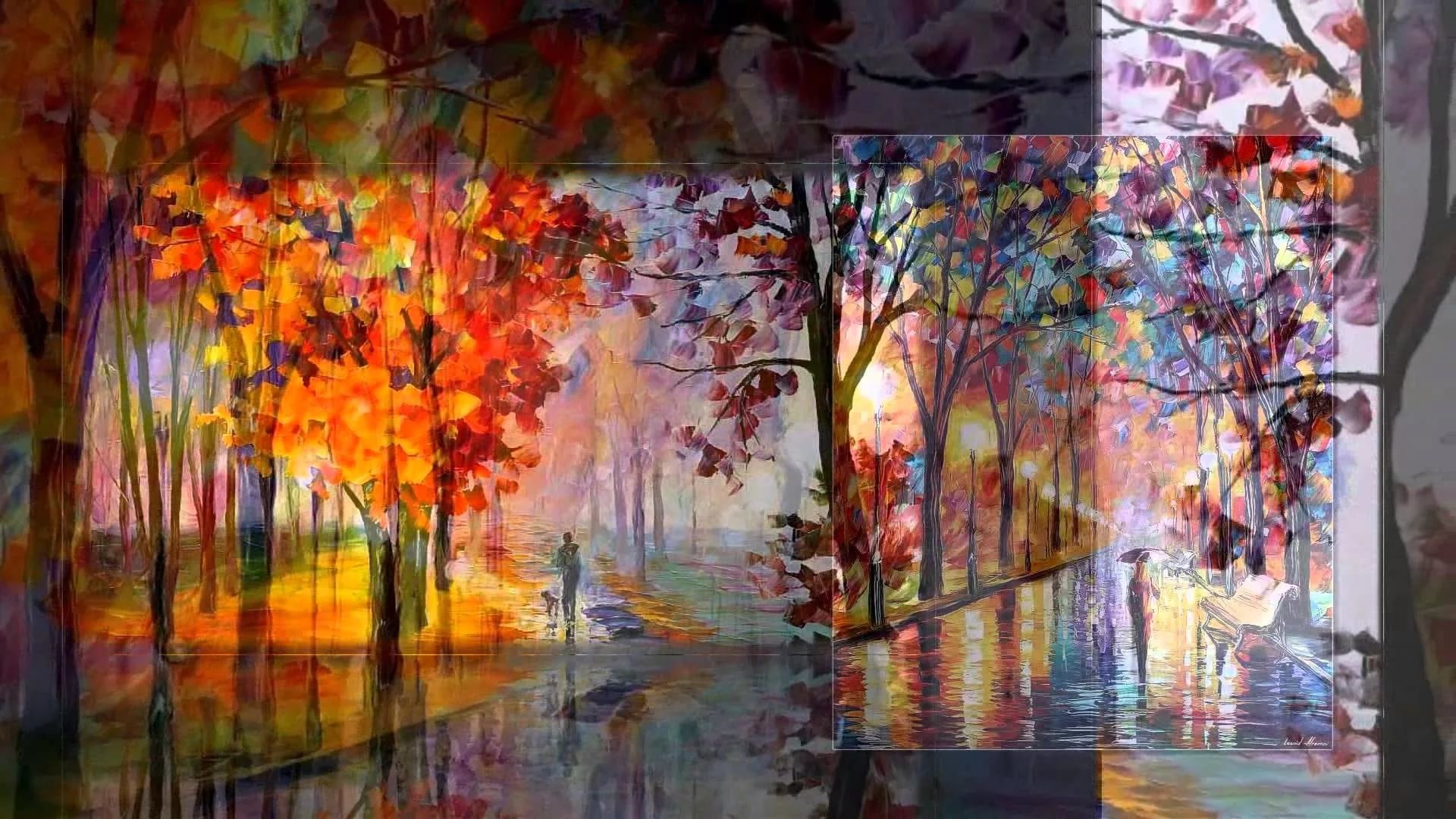 Download Hintergrund Knstler, Leonid, Afremov, Leidenschaft - Lilac Fog - Palette Knife Oil Painting On Canvas By , HD Wallpaper & Backgrounds