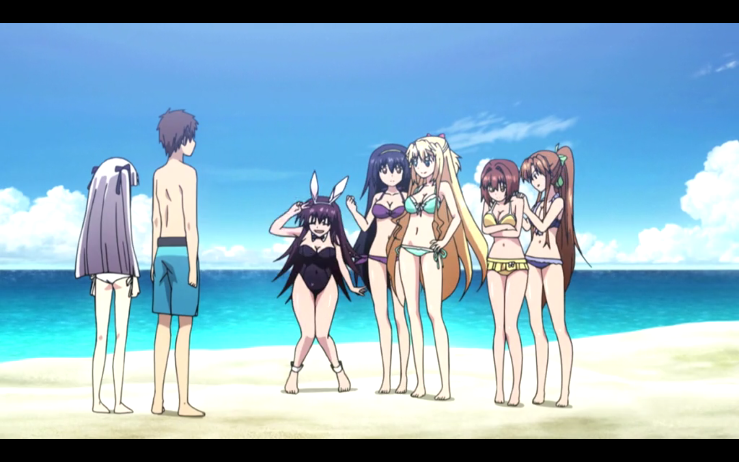 A Beach Scene With 6 Girls So Remind Me Why Anime Has - Anime Beach Girl Scenes , HD Wallpaper & Backgrounds