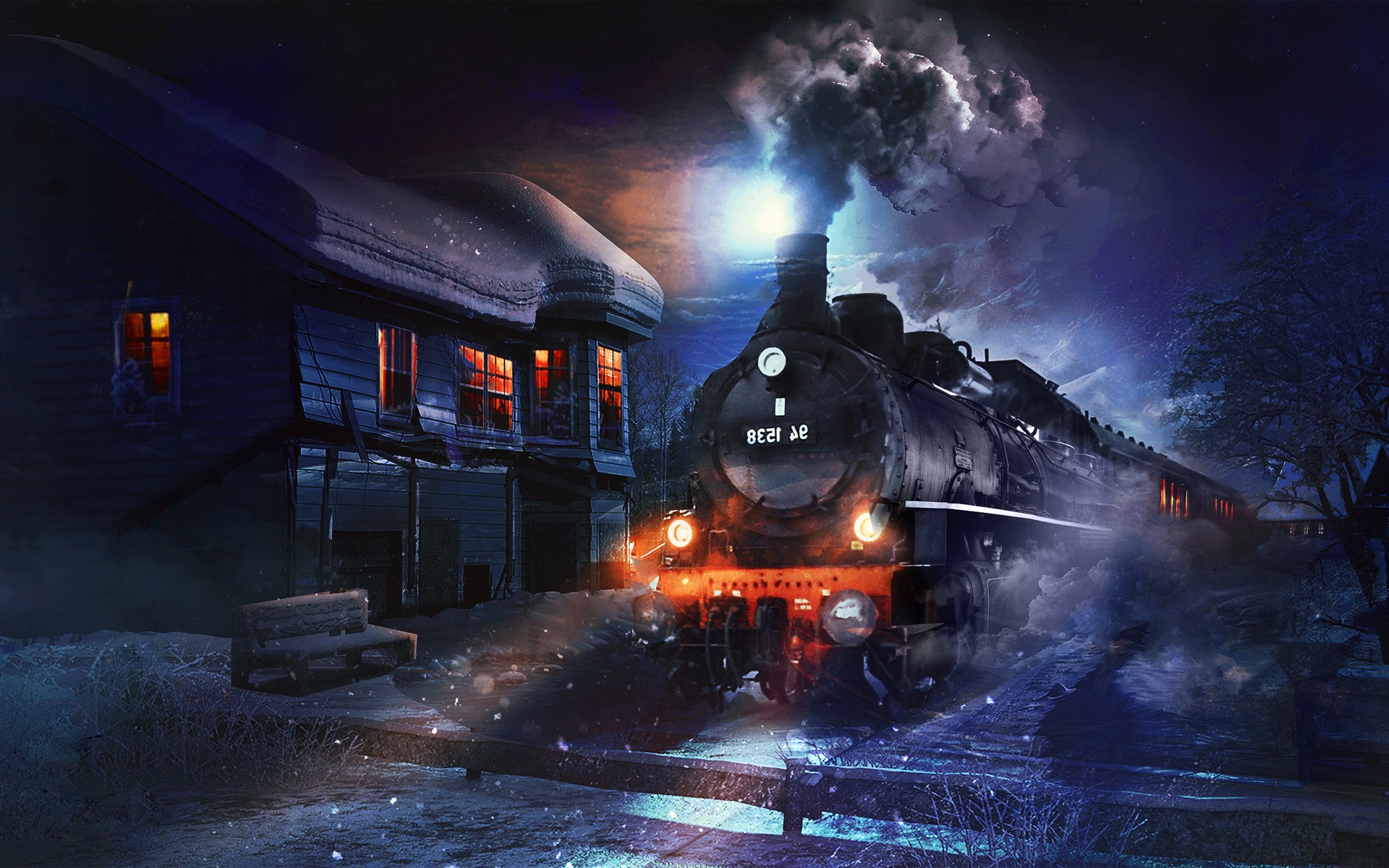 Coal Train - Train Night Wallpaper 4k , HD Wallpaper & Backgrounds