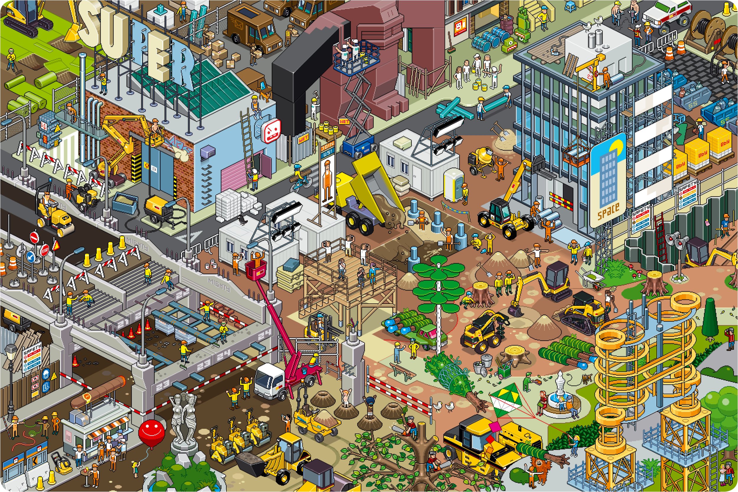 Eboy Pixorama - Where's Waldo In The City , HD Wallpaper & Backgrounds