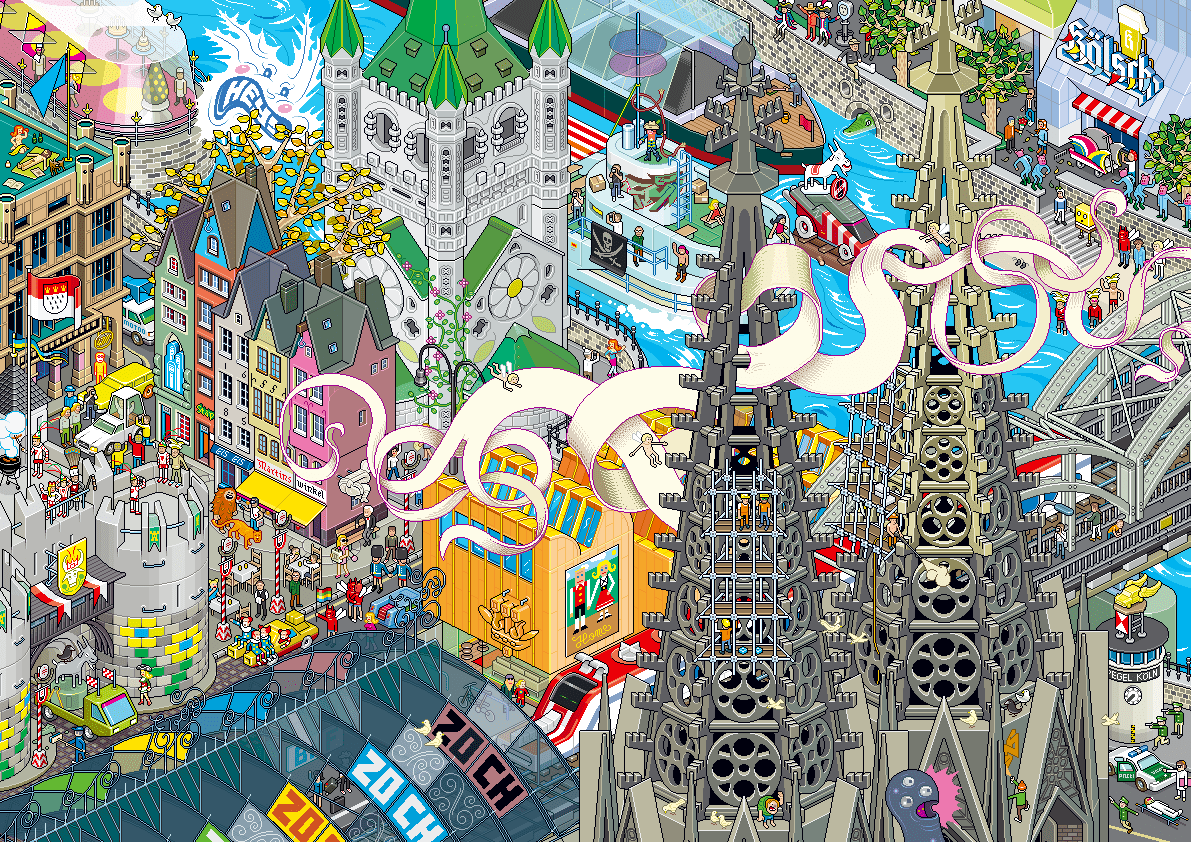 Eboy Ville Pixel Art Cologne - Pixel Art Eboy Paris , HD Wallpaper & Backgrounds