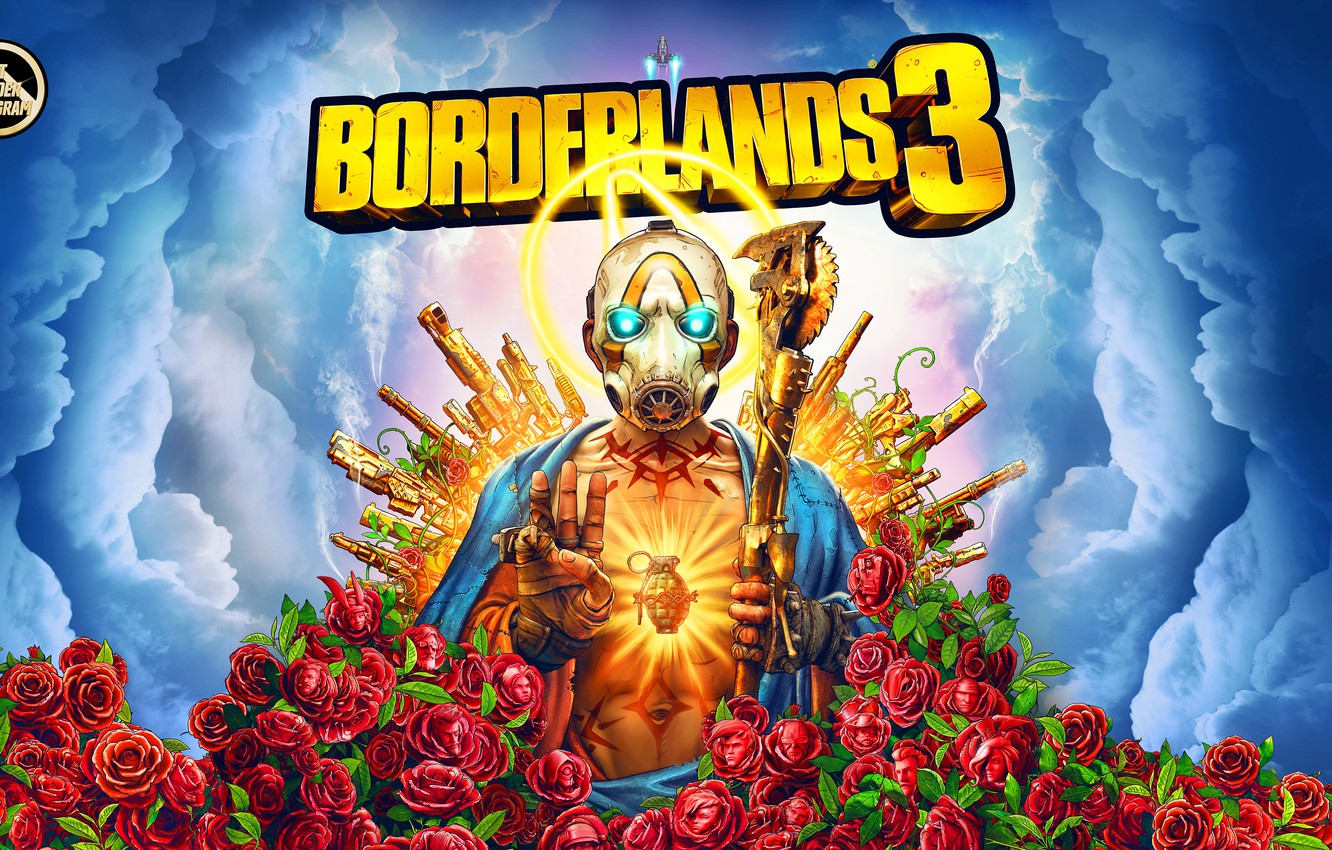 Photo Wallpaper Guns, Borderlands, Vault, Psycho, Roses - Borderlands 3 Cover Art , HD Wallpaper & Backgrounds