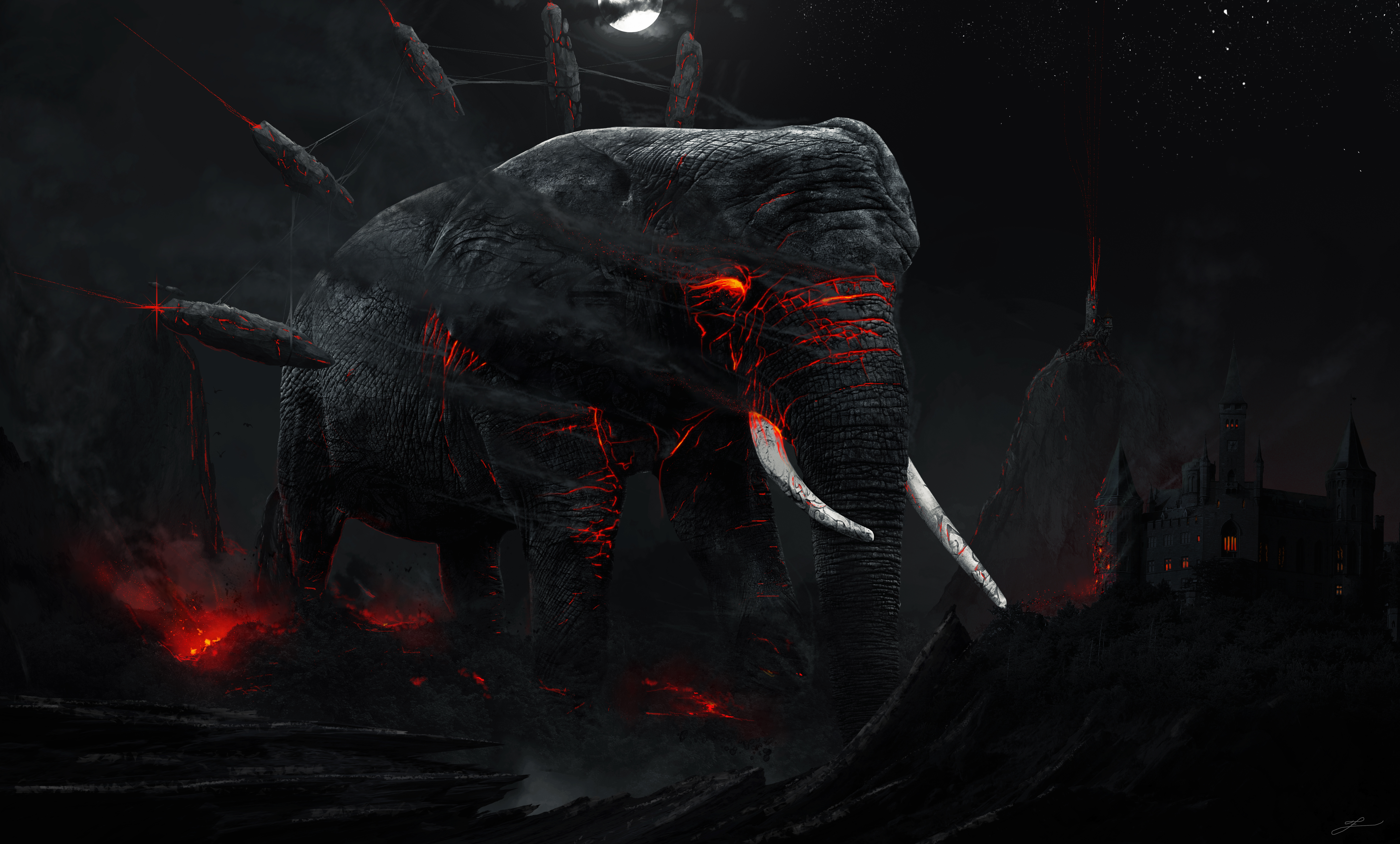 #elephant, #5k, #mammoth, #dark - Dark Mammoth , HD Wallpaper & Backgrounds