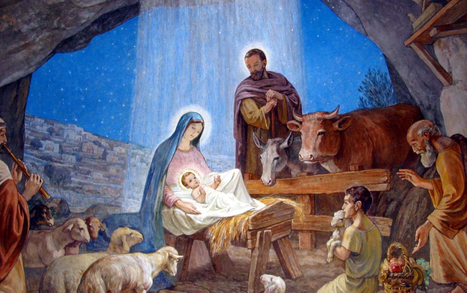 Christmas Nativity Wallpaper - Stable Mary And Joseph , HD Wallpaper & Backgrounds