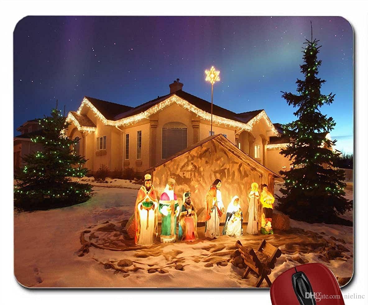 Outdoor Christmas Nativity Scene Wallpaper Mouse Pad - Jesus Wallpaper Happy Christmas , HD Wallpaper & Backgrounds