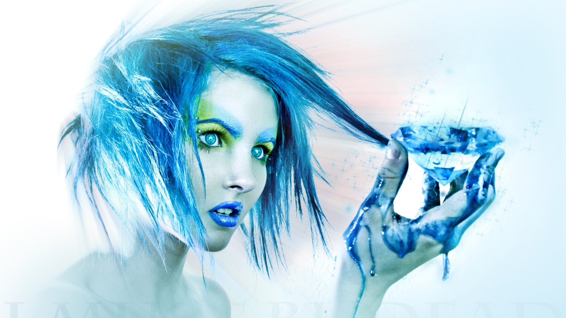 #blue, #face, #diamonds, #women, #digital Art, Wallpaper - Blue Diamond Wallpaper Hd , HD Wallpaper & Backgrounds