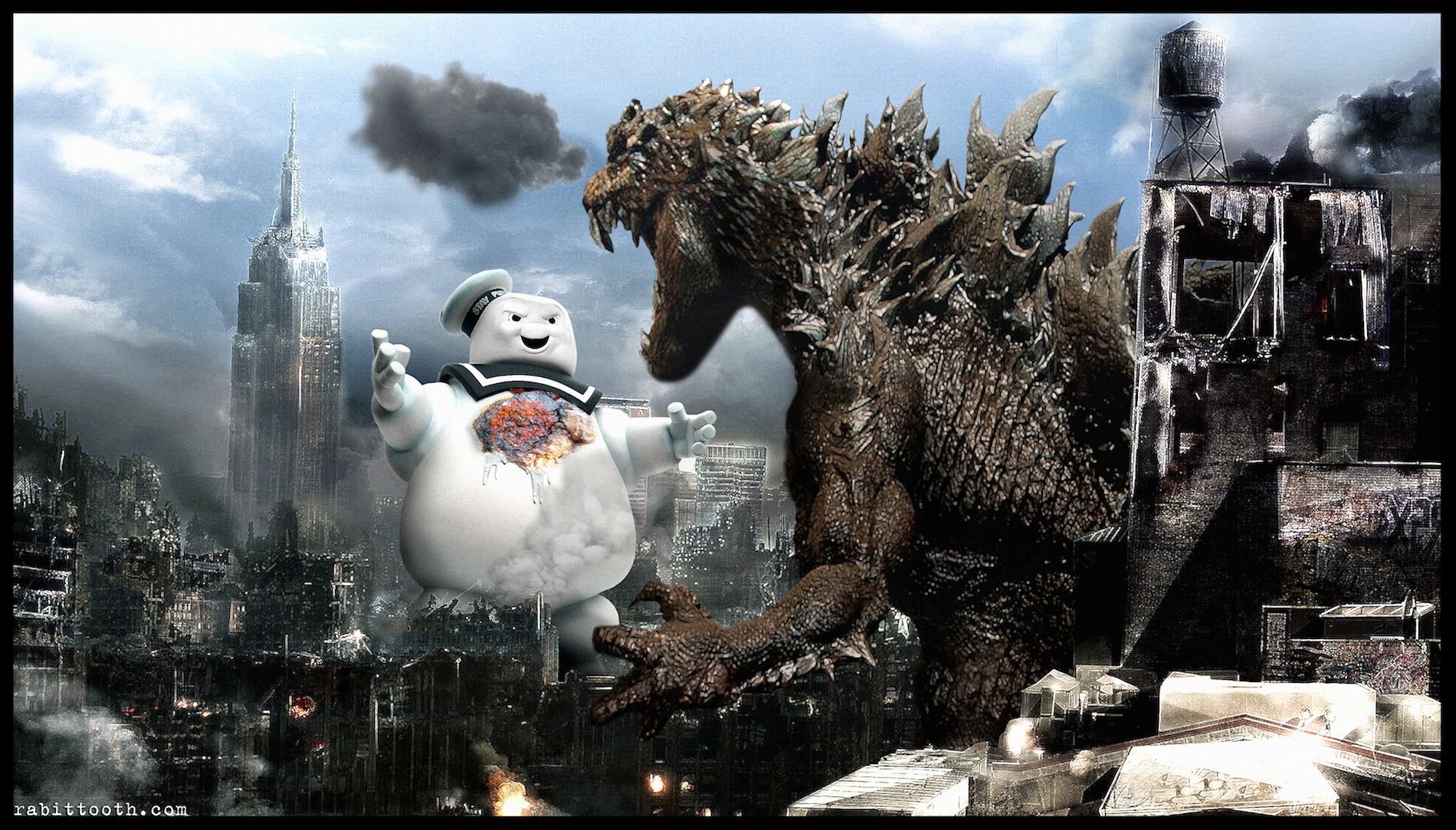 Godzilla Vs Cloverfield - Godzilla Vs Marshmallow Man , HD Wallpaper & Backgrounds