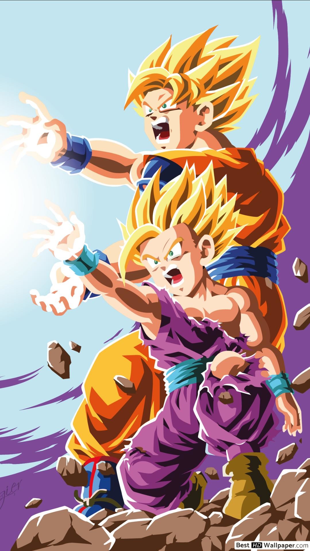 Dbz Wallpaper Gohan 74 Images - Ssj2 Gohan Father Son Kamehameha , HD Wallpaper & Backgrounds