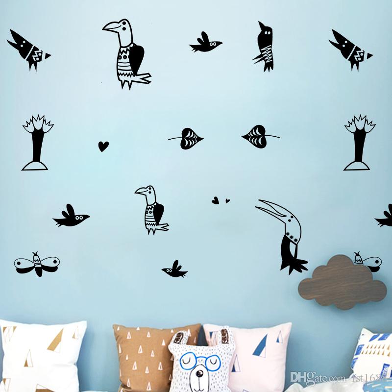 Diy Cute Creative Animal Cartoon Birds Wall Stickers - Painting , HD Wallpaper & Backgrounds