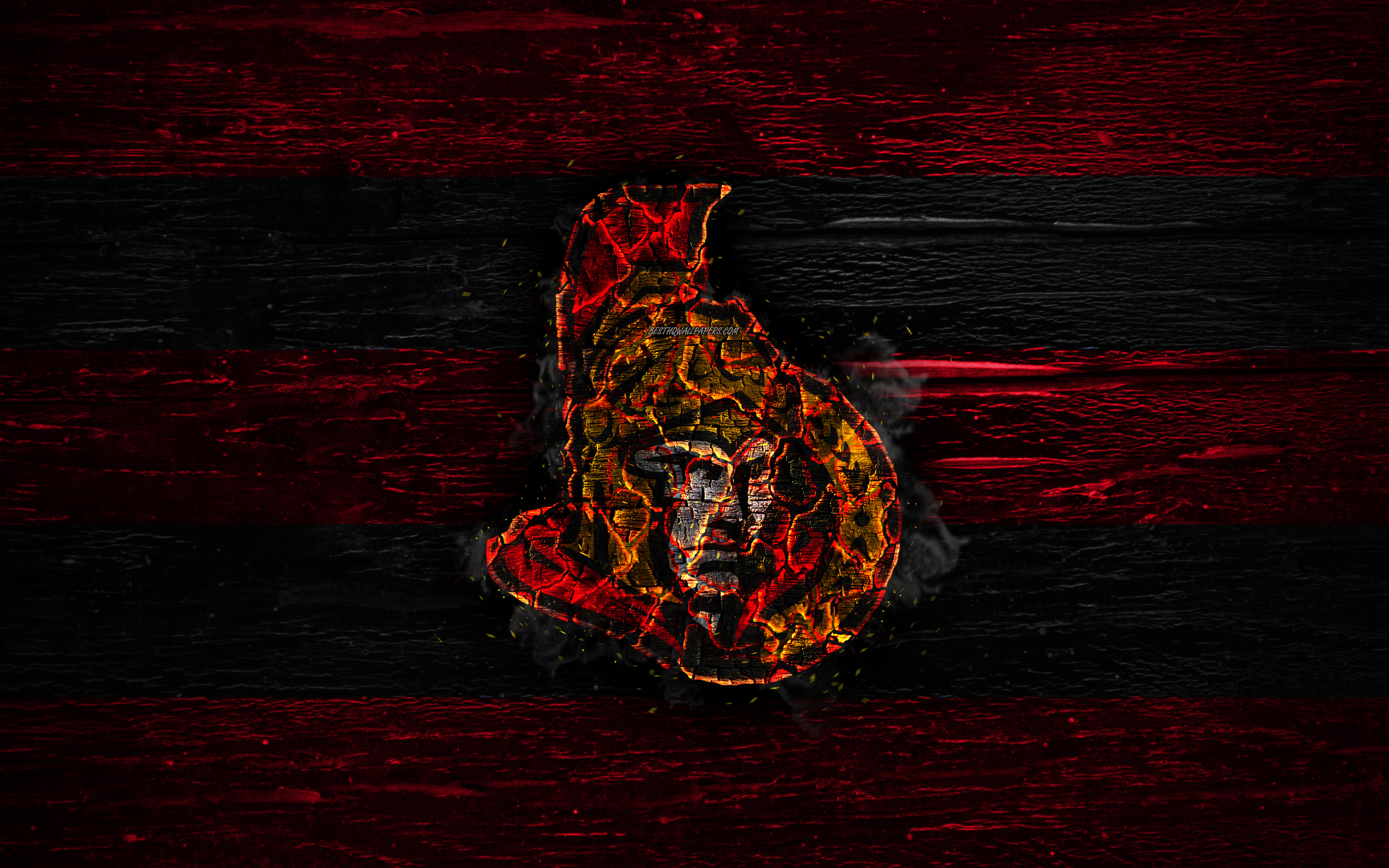 Ottawa Senators, Fire Logo, Nhl, Purple And Black Lines, - Darkness , HD Wallpaper & Backgrounds