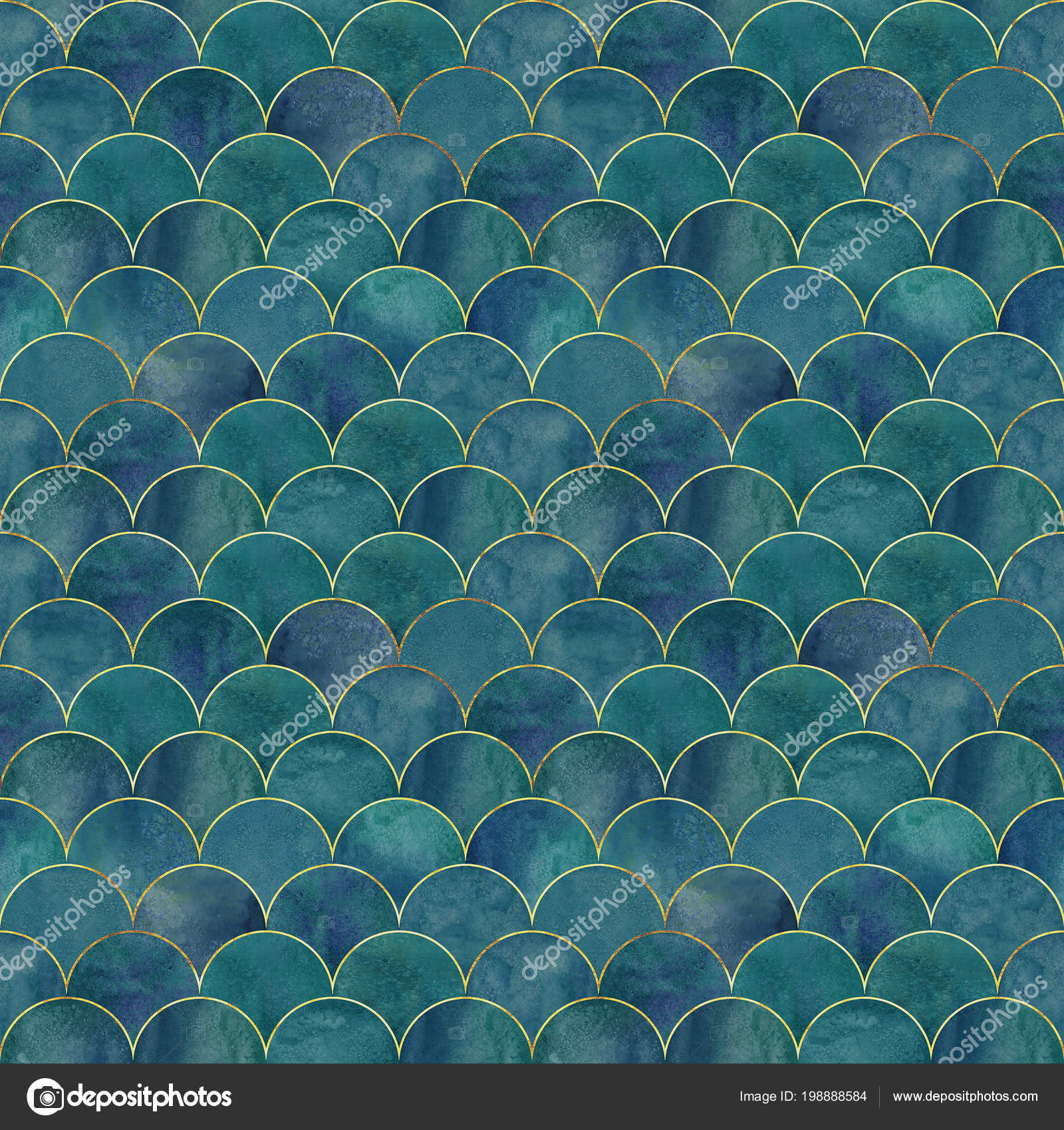 Mermaid Fish Scale Wave Japanese Luxury Seamless Pattern - Mermaid Background Dark Colors , HD Wallpaper & Backgrounds