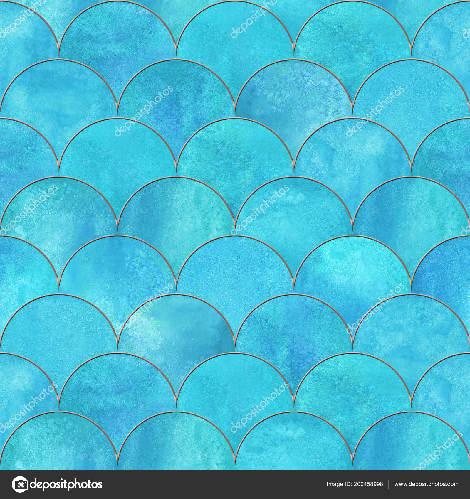 Mermaid Fish Scale Wave Japanese Luxury Seamless Pattern - Circle , HD Wallpaper & Backgrounds