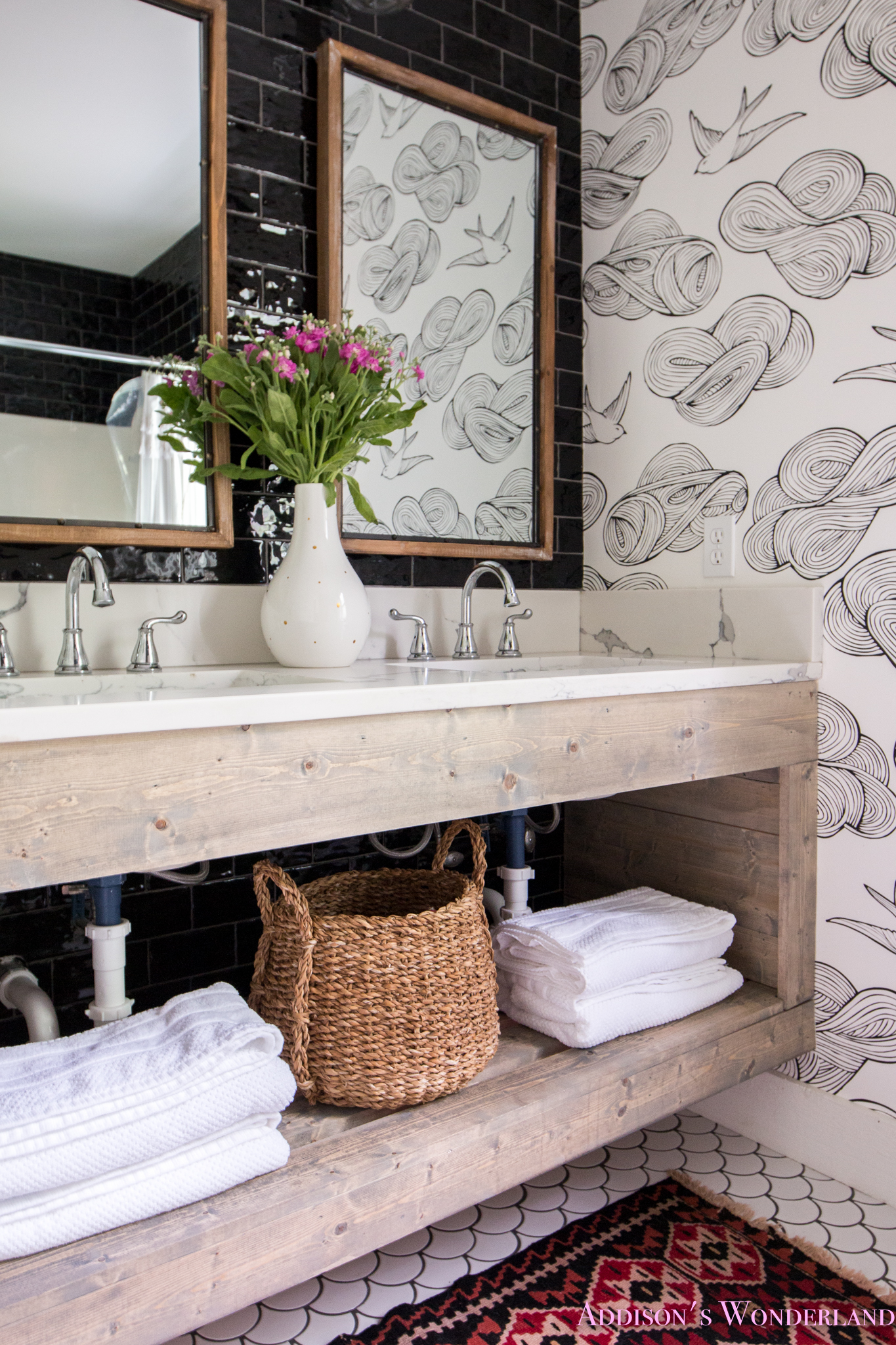 Revealing The Transformation Of Our Black & White Cabin - Addison's Wonderland Bathroom , HD Wallpaper & Backgrounds