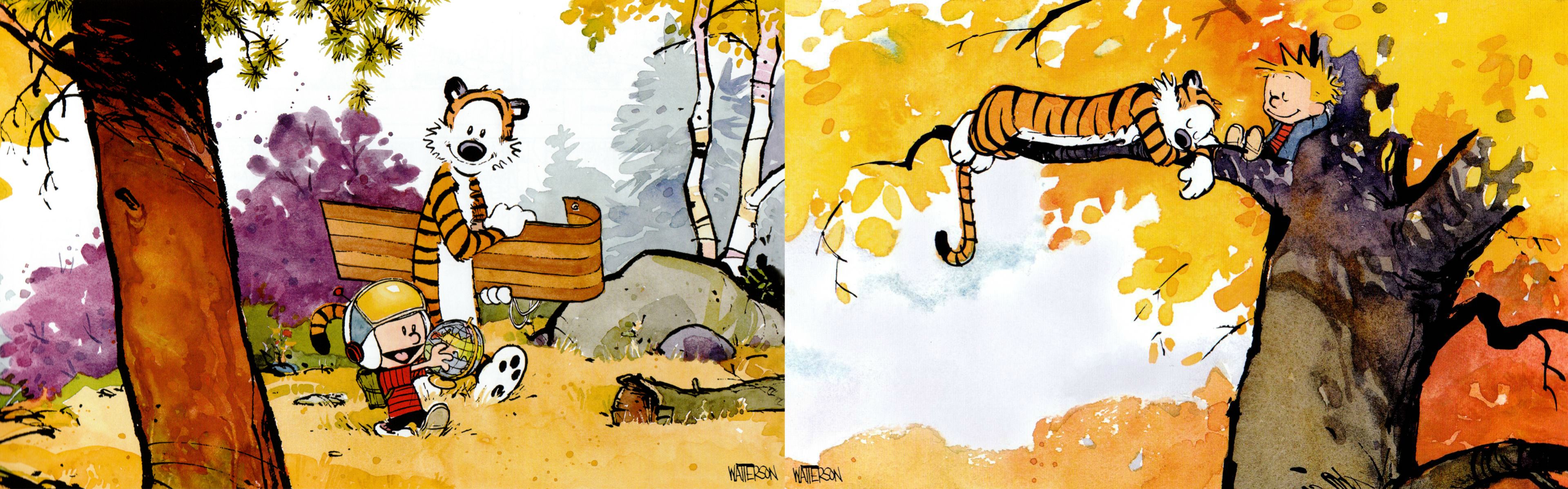 Dual Monitor Resolution The Creation Of Adam Wallpapers - Calvin And Hobbes Colour , HD Wallpaper & Backgrounds