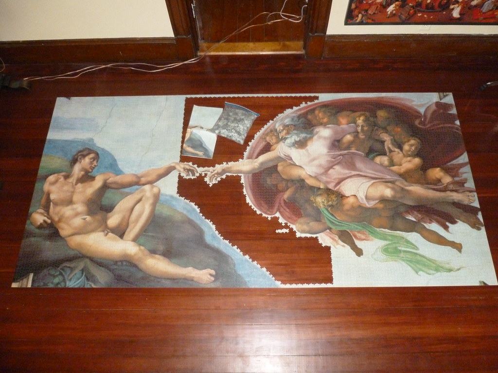 12000 Piece Puzzle, 'the Creation Of Adam,' By Michelangelo, - Creation Of Adam - Painted By Michelangelo , HD Wallpaper & Backgrounds