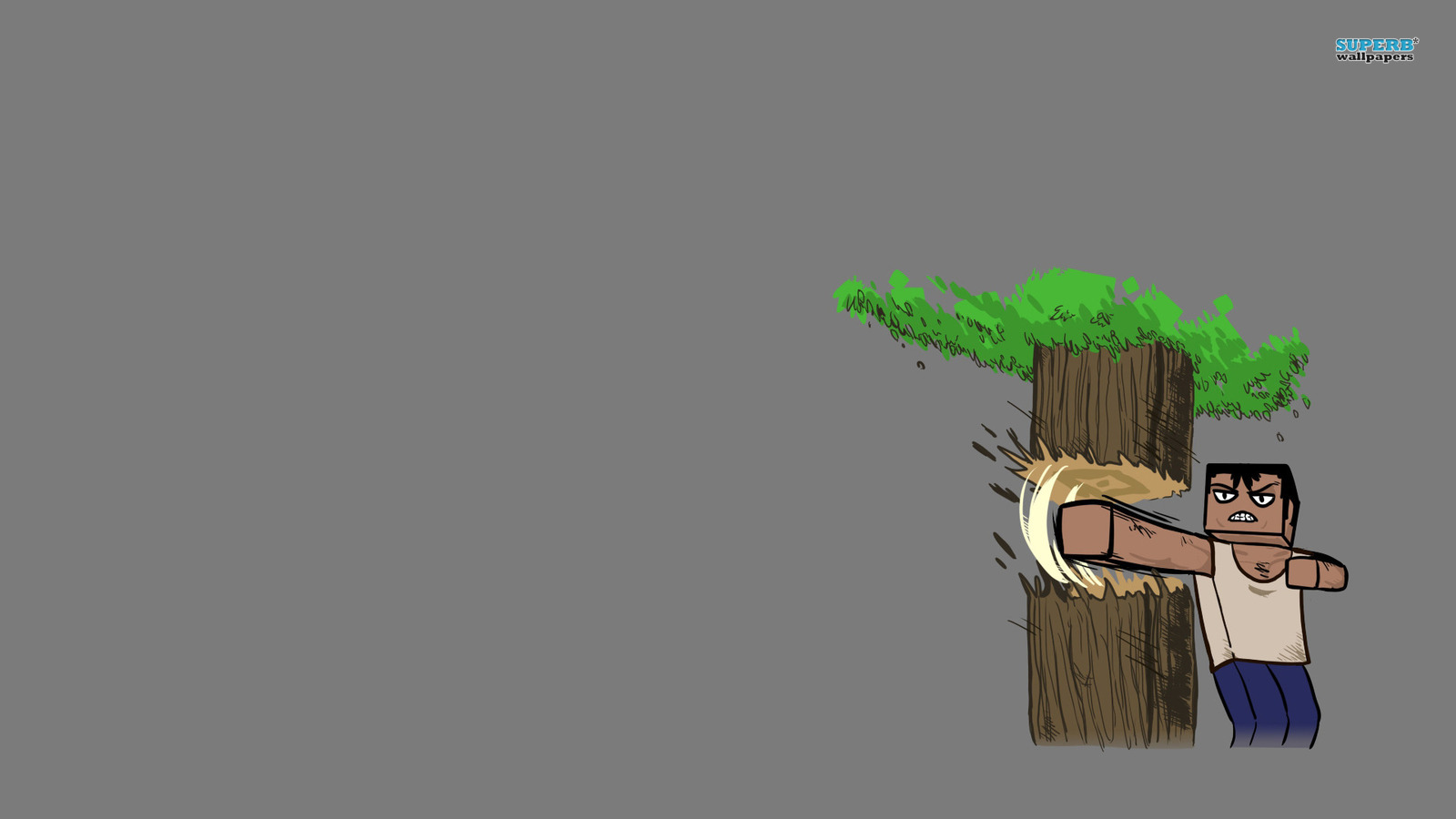 Minecraft - Steve Punching Tree , HD Wallpaper & Backgrounds