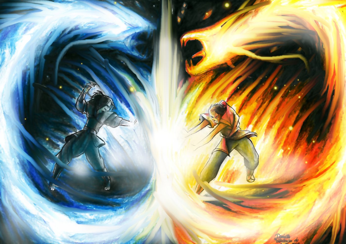 Wallpaper I Like Based On The Last Agni Kai - Zuko Vs Azula Art , HD Wallpaper & Backgrounds