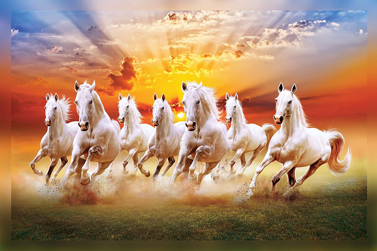 Download Seven Running Horses Painting Hd Print Wall 