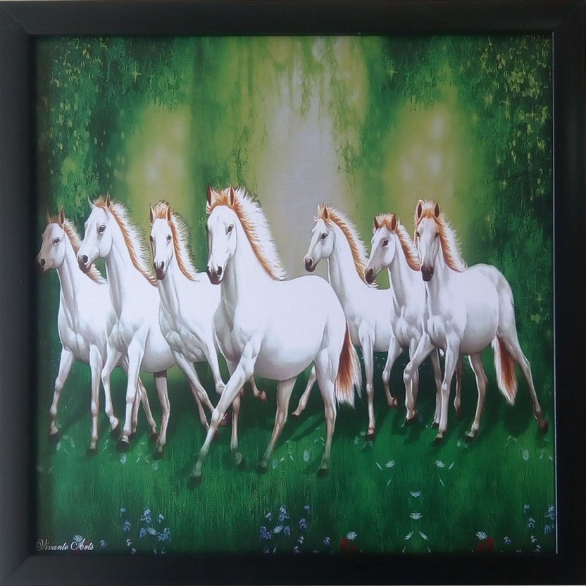 Art Collection Seven White Running Horses Ink 13 Inch - Seven White Running Horses , HD Wallpaper & Backgrounds