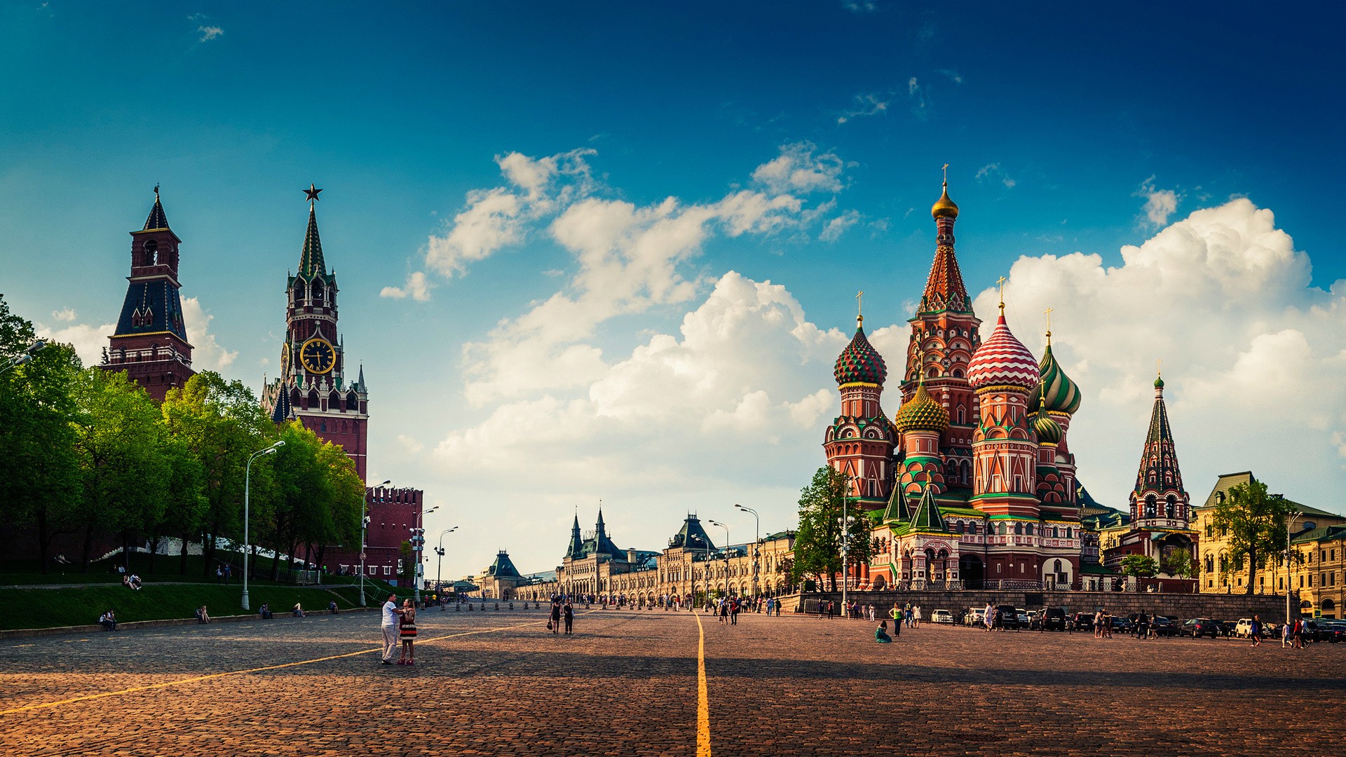 #street, #cathedral, #clock Tower, #people, #town Square - Москва Фон , HD Wallpaper & Backgrounds