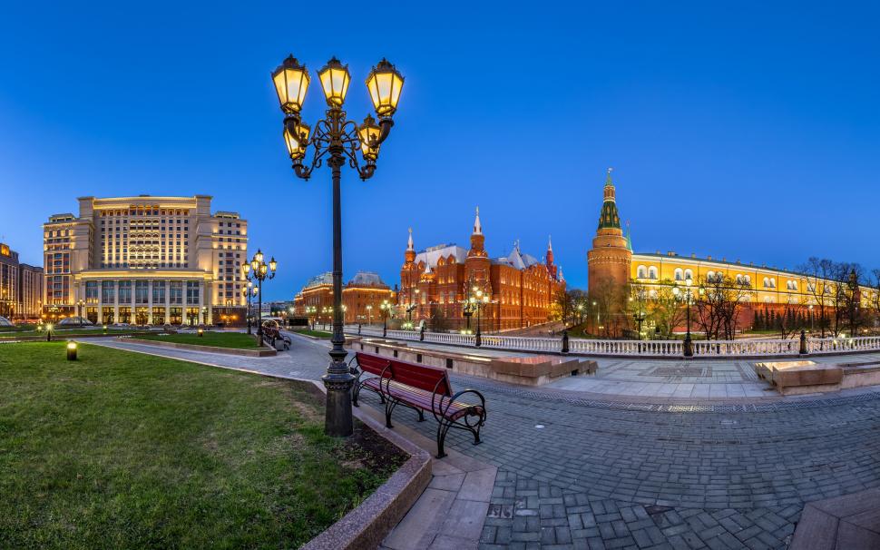 Manezh Square, Moscow, Russia, Kremlin, Lights, Night - Manezh Square Moscow , HD Wallpaper & Backgrounds