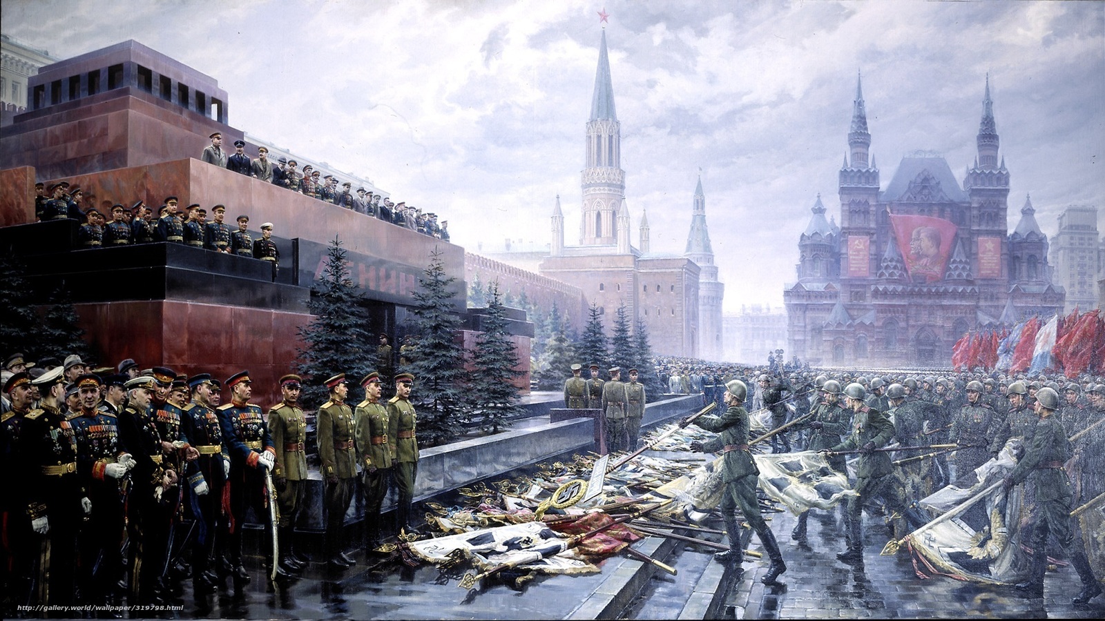 Download Wallpaper Victory Day, Soldiers, Flags, Kremlin - Soviet War Memorial (treptower Park) , HD Wallpaper & Backgrounds