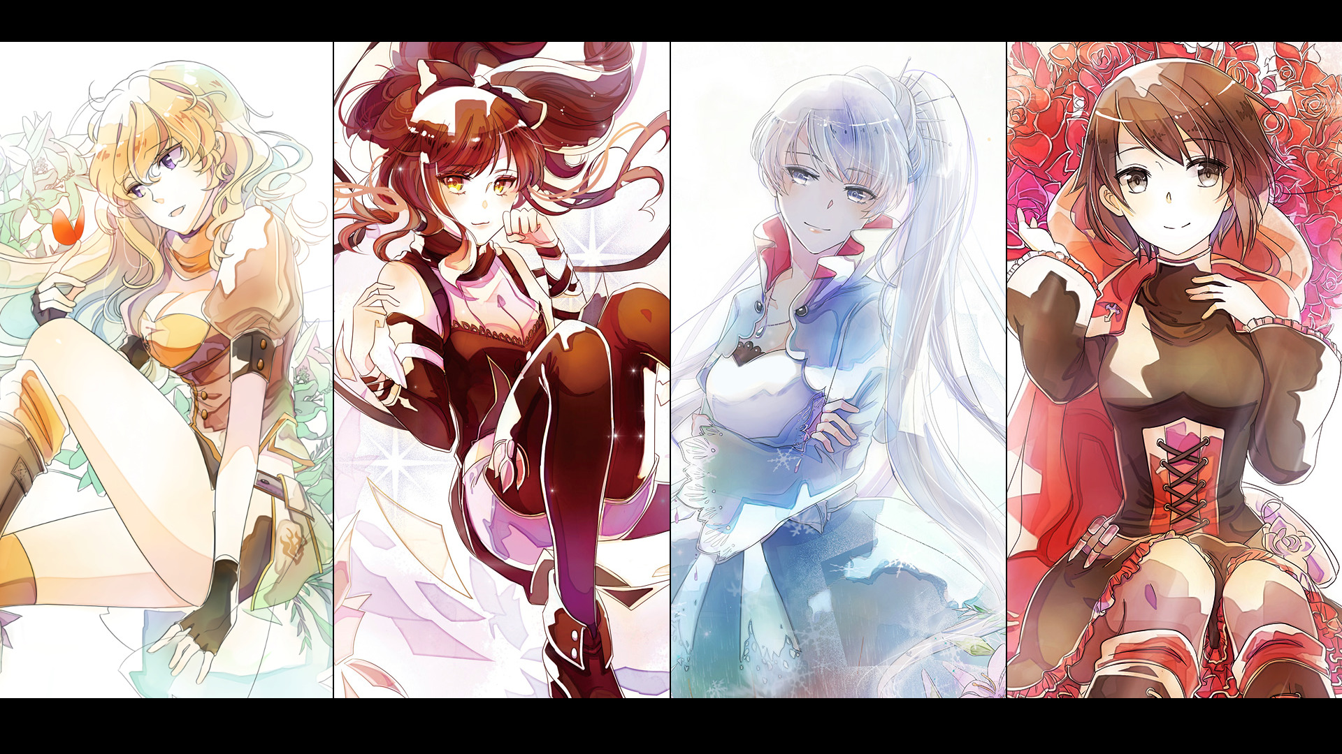 Anime Rwby Ruby Rose Weiss Schnee Blake Belladonna - Anime , HD Wallpaper & Backgrounds