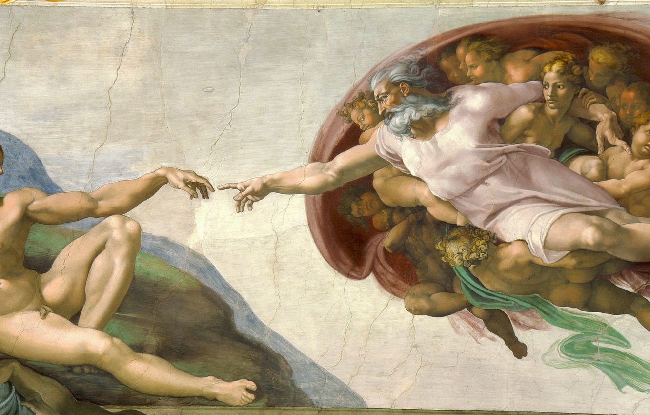 Photo Wallpaper Michelangelo, Creation Of Adam, Vatican, - Sistine Chapel , HD Wallpaper & Backgrounds