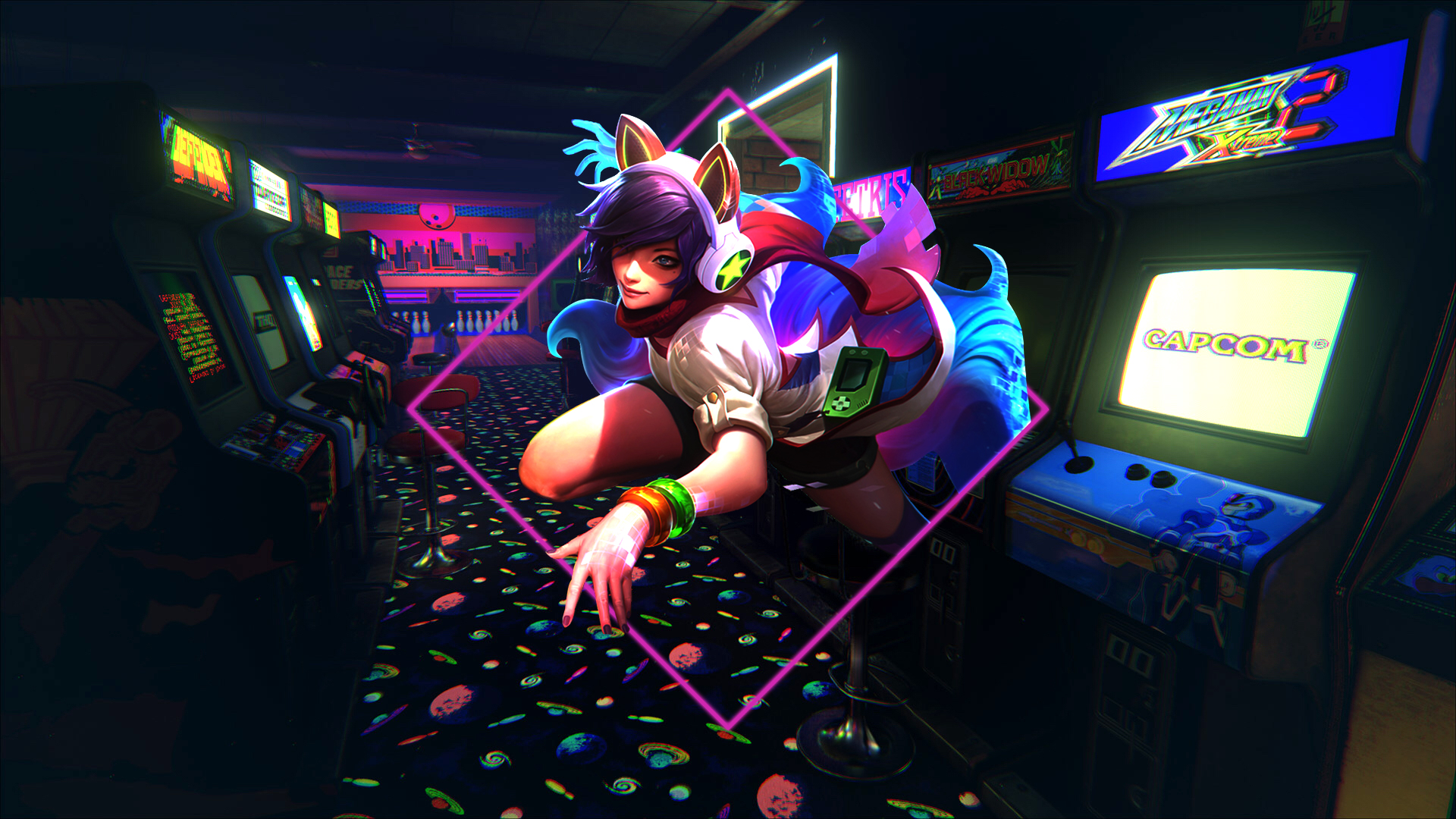 Ahri League Of Legends Arcades In The 90s - 90s Arcade , HD Wallpaper & Backgrounds